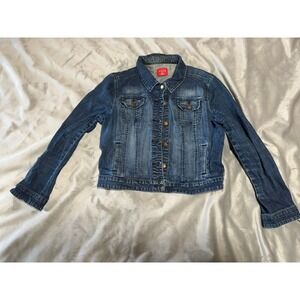 Elle Womens Denim Jacket Medium Wash Blue Button Front Jean Jacket Size 4
